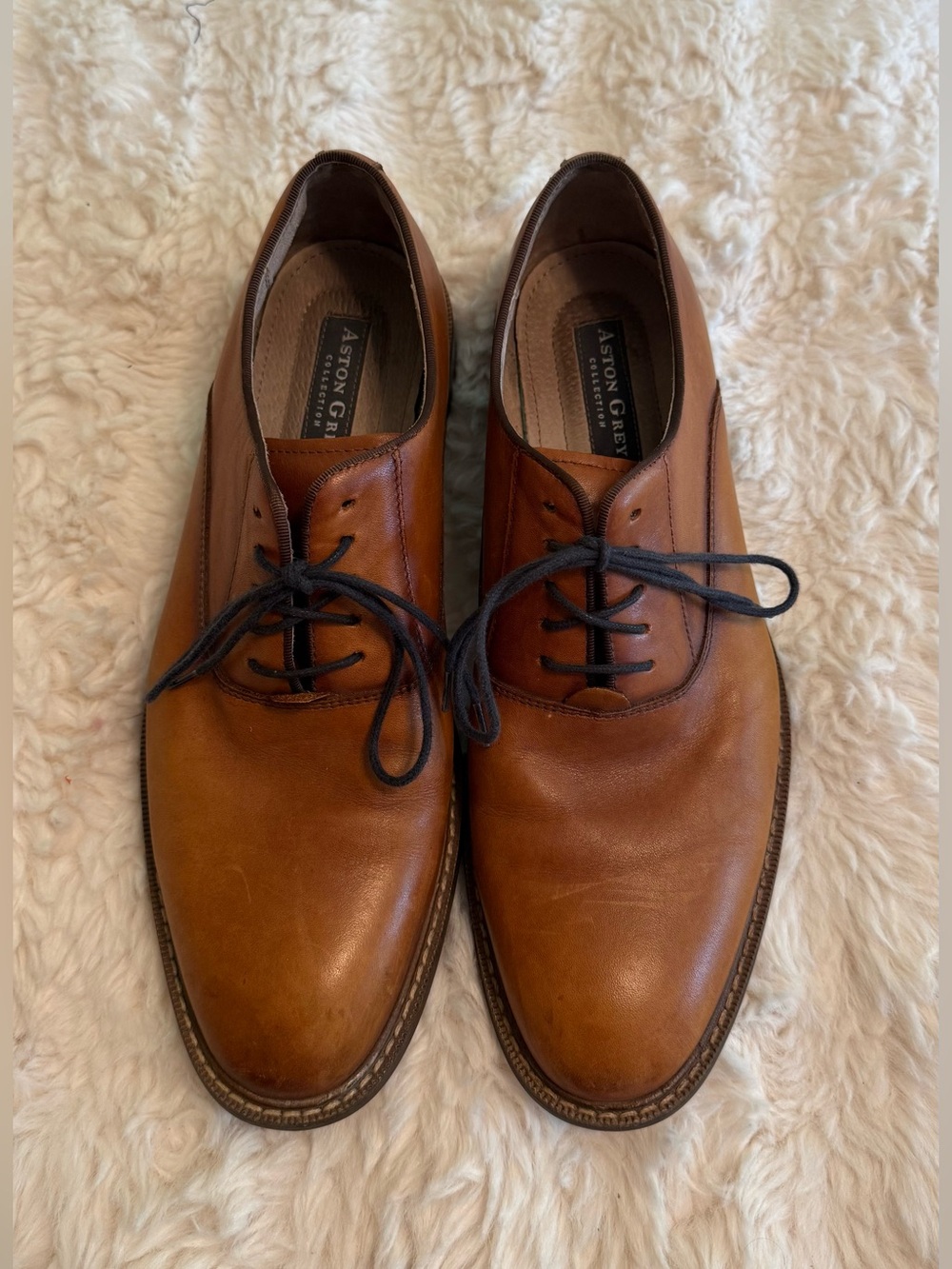 Aston Grey Men's Shoes Brown Leather Leu Shoes Genuine Leather Sz 9